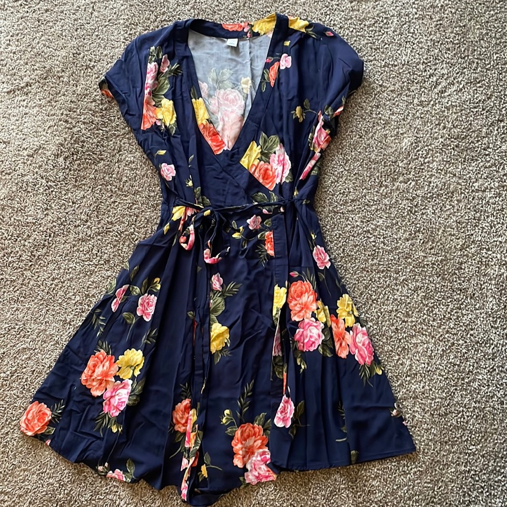 Wrap navy floral dress